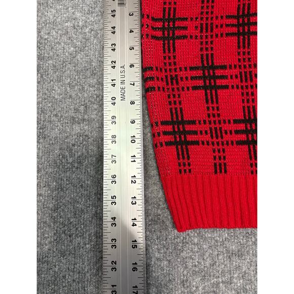 Vintage Hasting & Smith Scottie Scottish Terrier Dog Red Checkered Sweater Sz L - Picture 9 of 11
